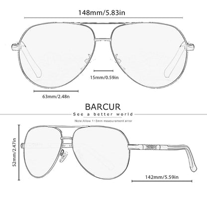 Sunglasses Barcur Aviator Titanium - Polarized